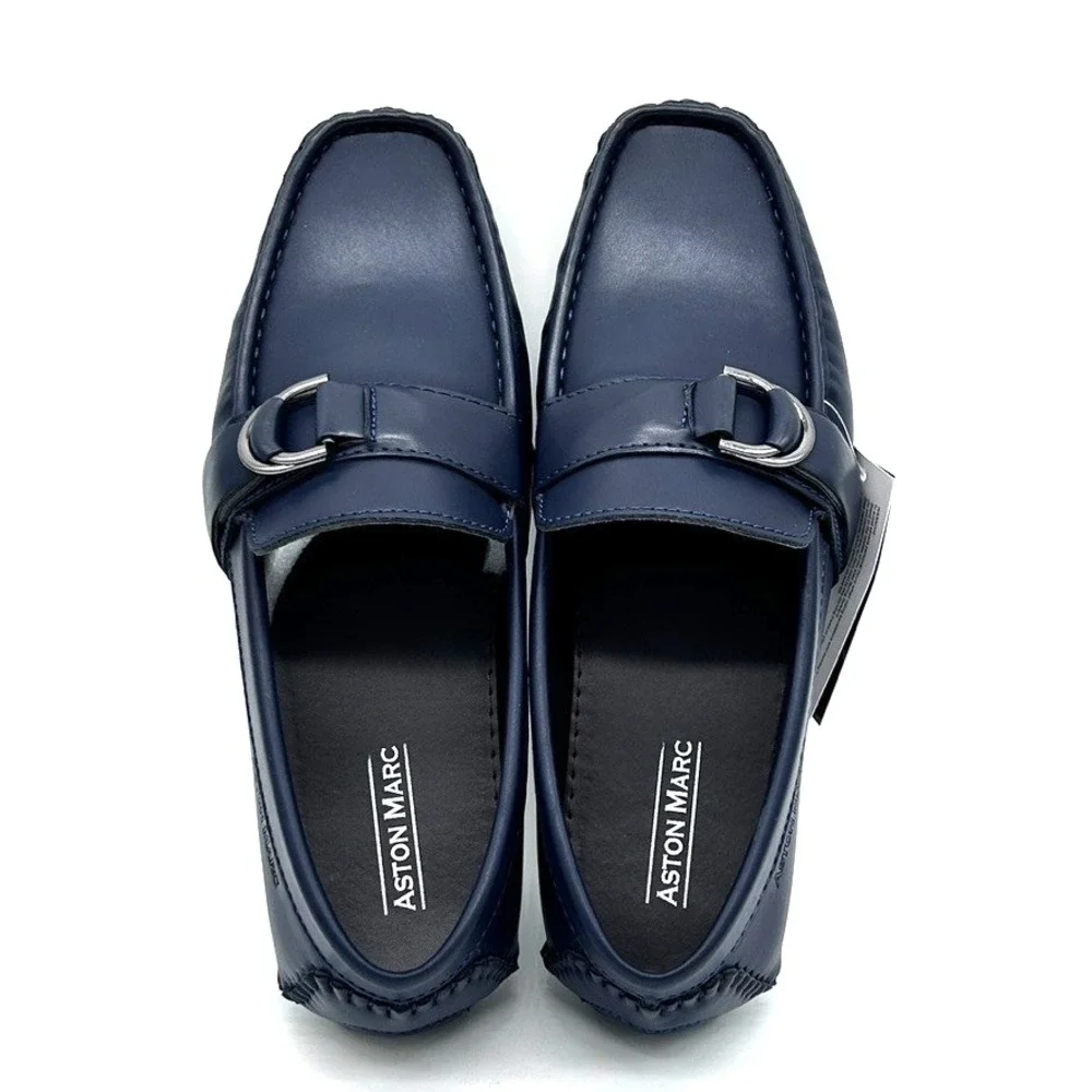 Aston Marc Men's Charter Side Buckle Loafers Shoes Color Navy US 8.5M - With Box